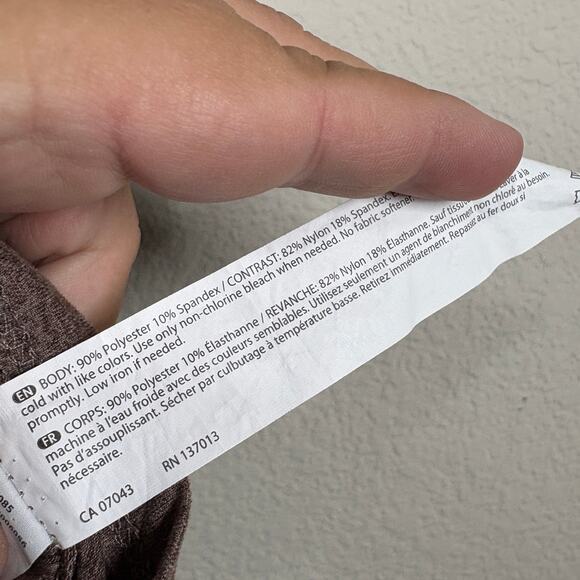 Zobha Size Large Saydee Tank Top Brown Cinched Side Crew Neck Pullover Stretch - Picture 7 of 8